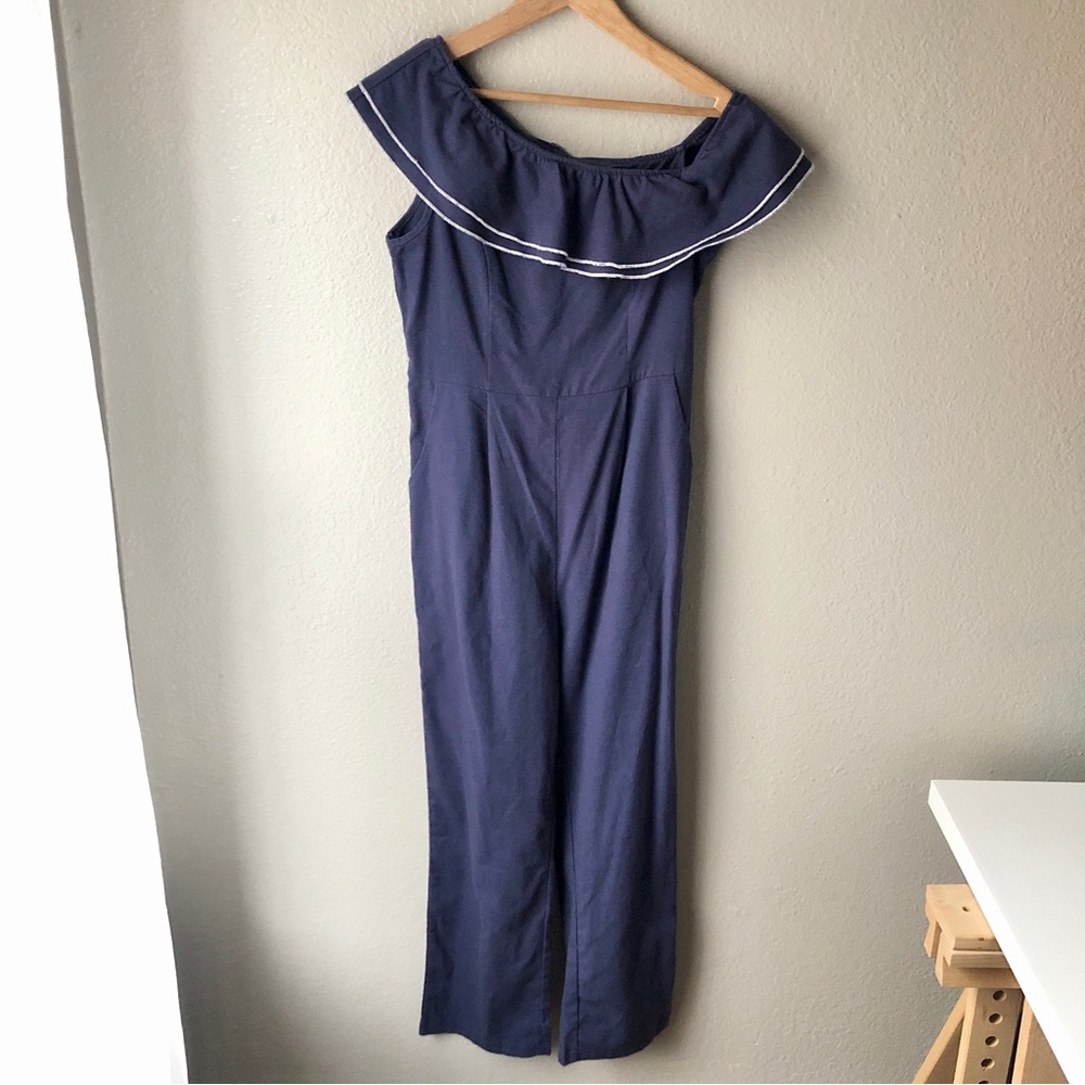Blue Ruffled Cotton Jumper